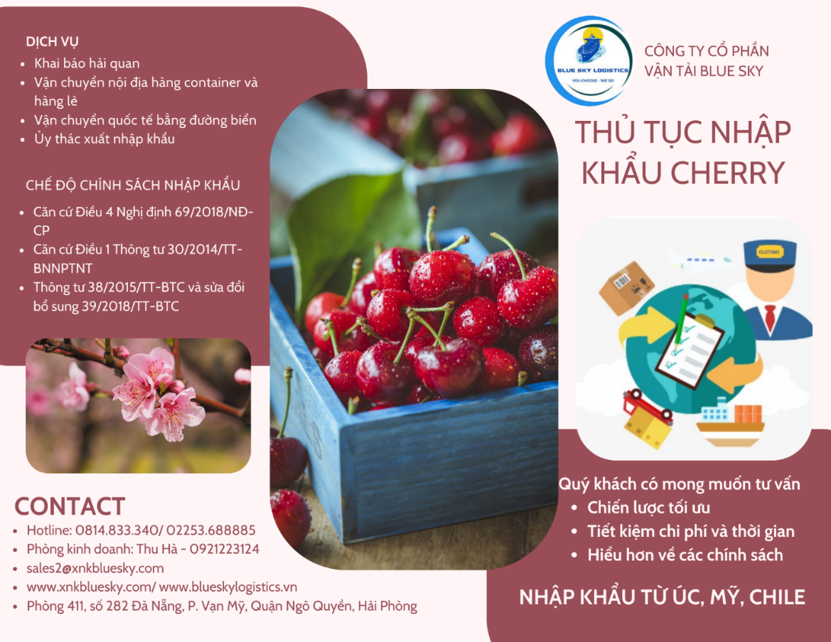 DỊCH VỤ NHẬP KHẨU TRÁI CÂY TƯƠI - CHERRY,NHO,CAM,TÁO VÀ CÁC LOẠI TRÁI CÂY KHÁC